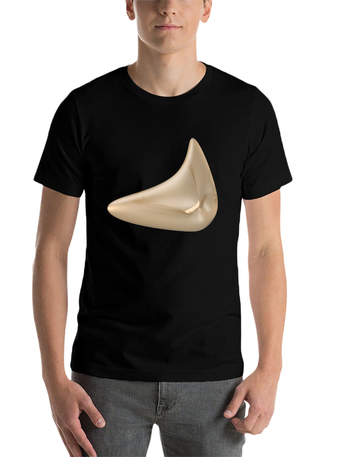 Black Abstract Shape Graphic Tee - Modern Style, Soft Black Shirt view 7