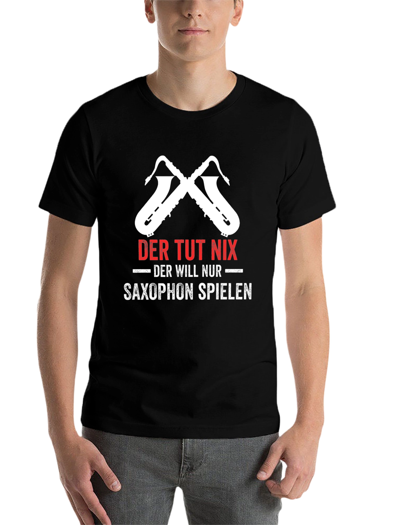 Black Saxophone Player T-Shirt - Der Tut Nix Design view 7