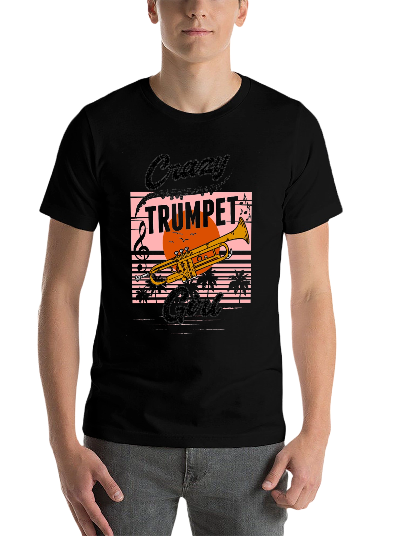 Black Crazy Trumpet Girl Graphic Tee view 7