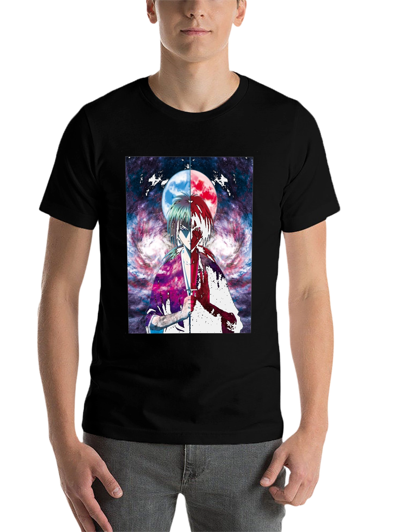 Black Anime Moon Graphic T-Shirt | Unique Design view 7