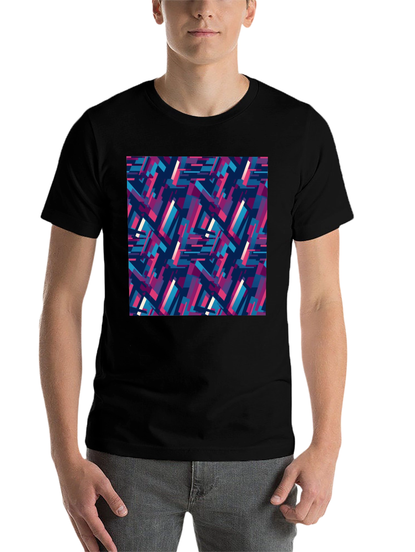 Black Abstract Geometric Pattern Tee view 7