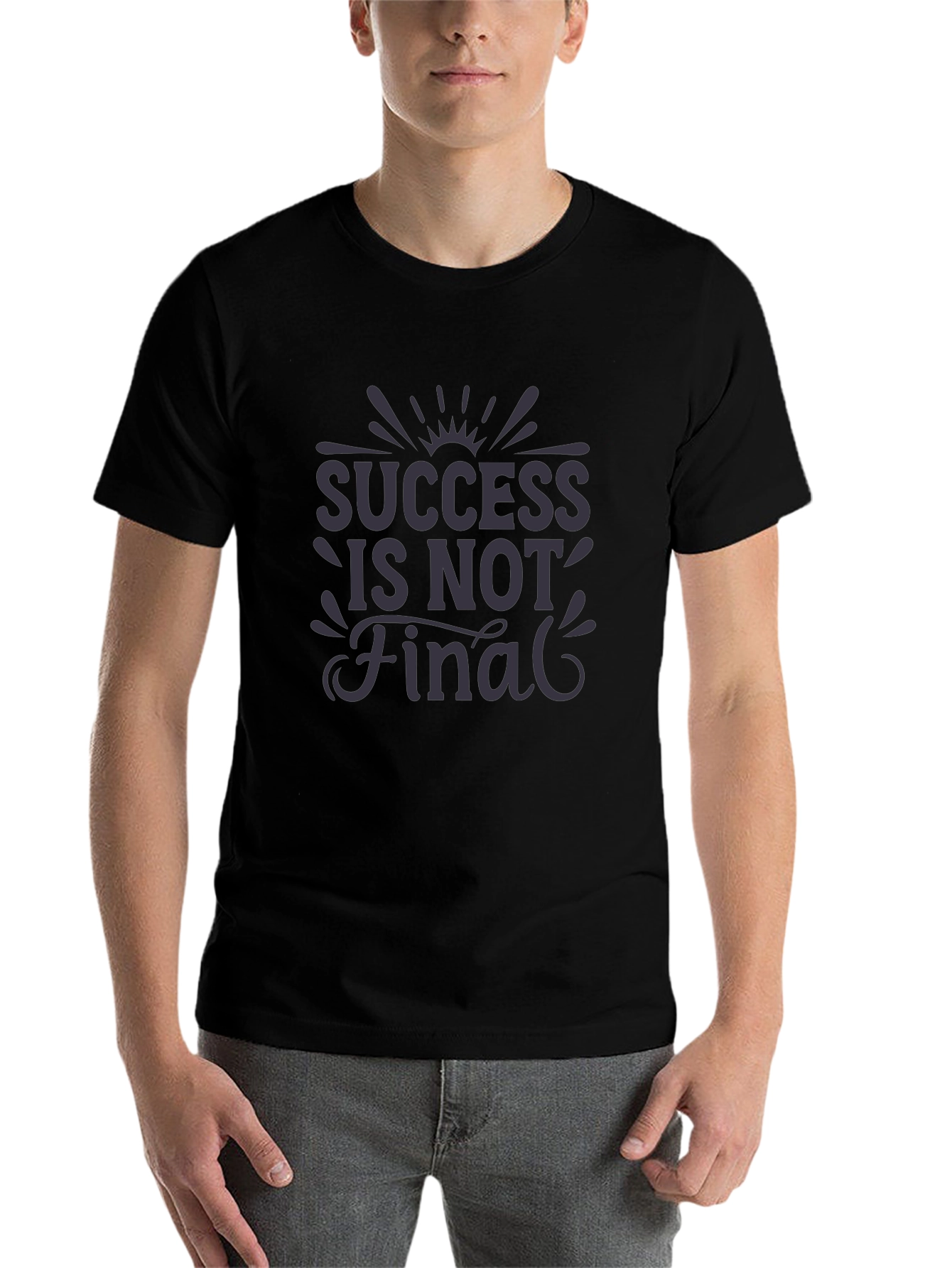 Black Success Is Not Final Graphic Tee - Black Casual T-Shirt view 7