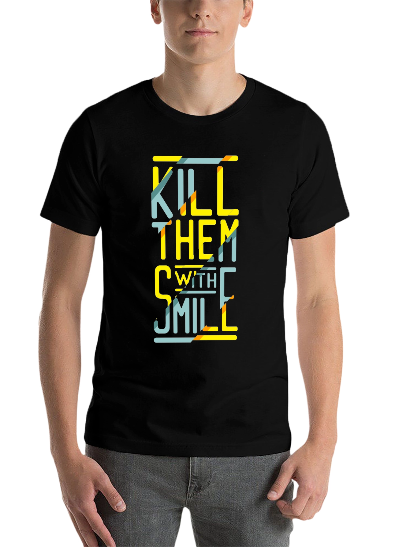 Black Kill Them With Smile Graphic Tee - Black view 7