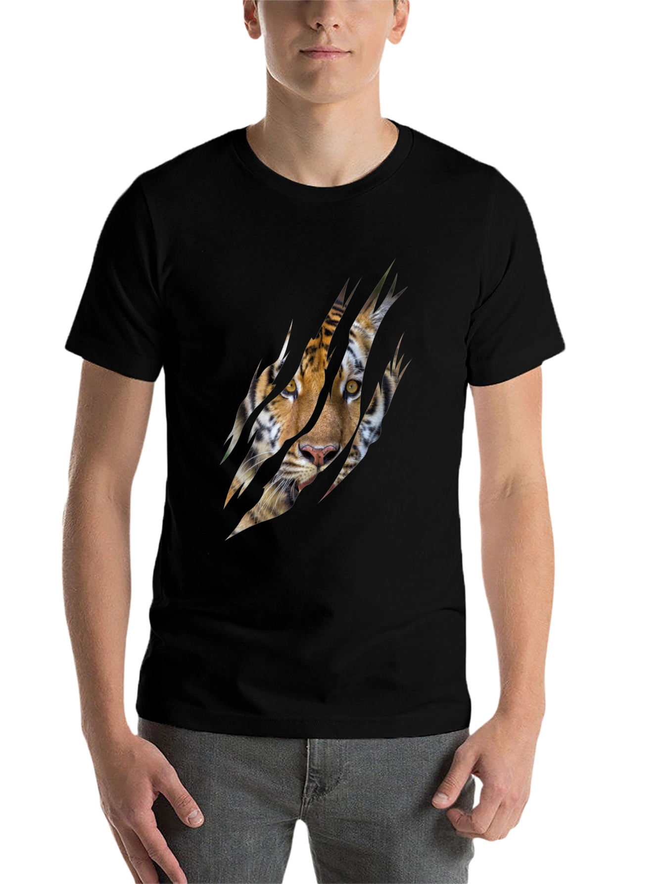 Black Tiger Claw Graphic Tee - Men's Black T-Shirt view 7