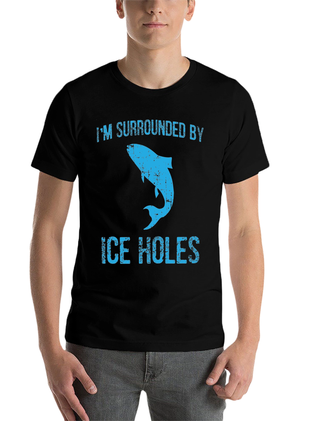 Black I'm Surrounded By Ice Holes T-Shirt view 7