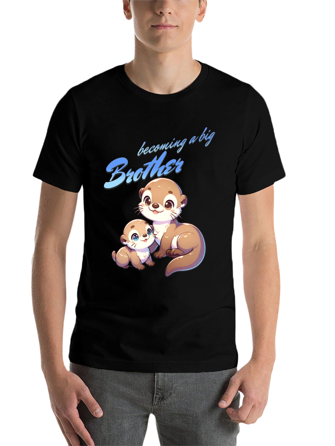 Black Becoming a Big Brother Otter T-Shirt view 7