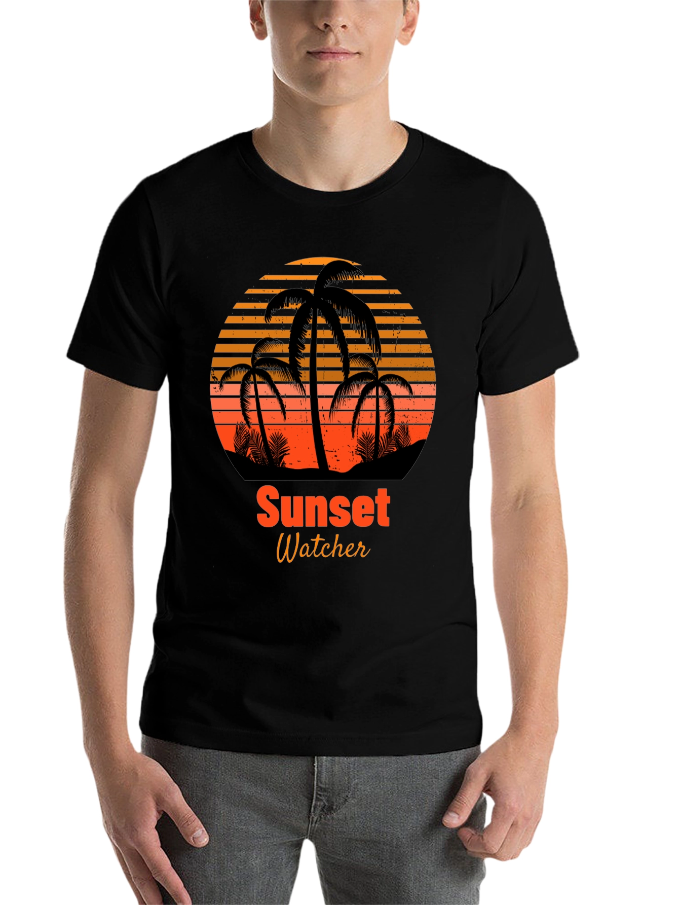 Black Sunset Watcher Graphic Tee view 7