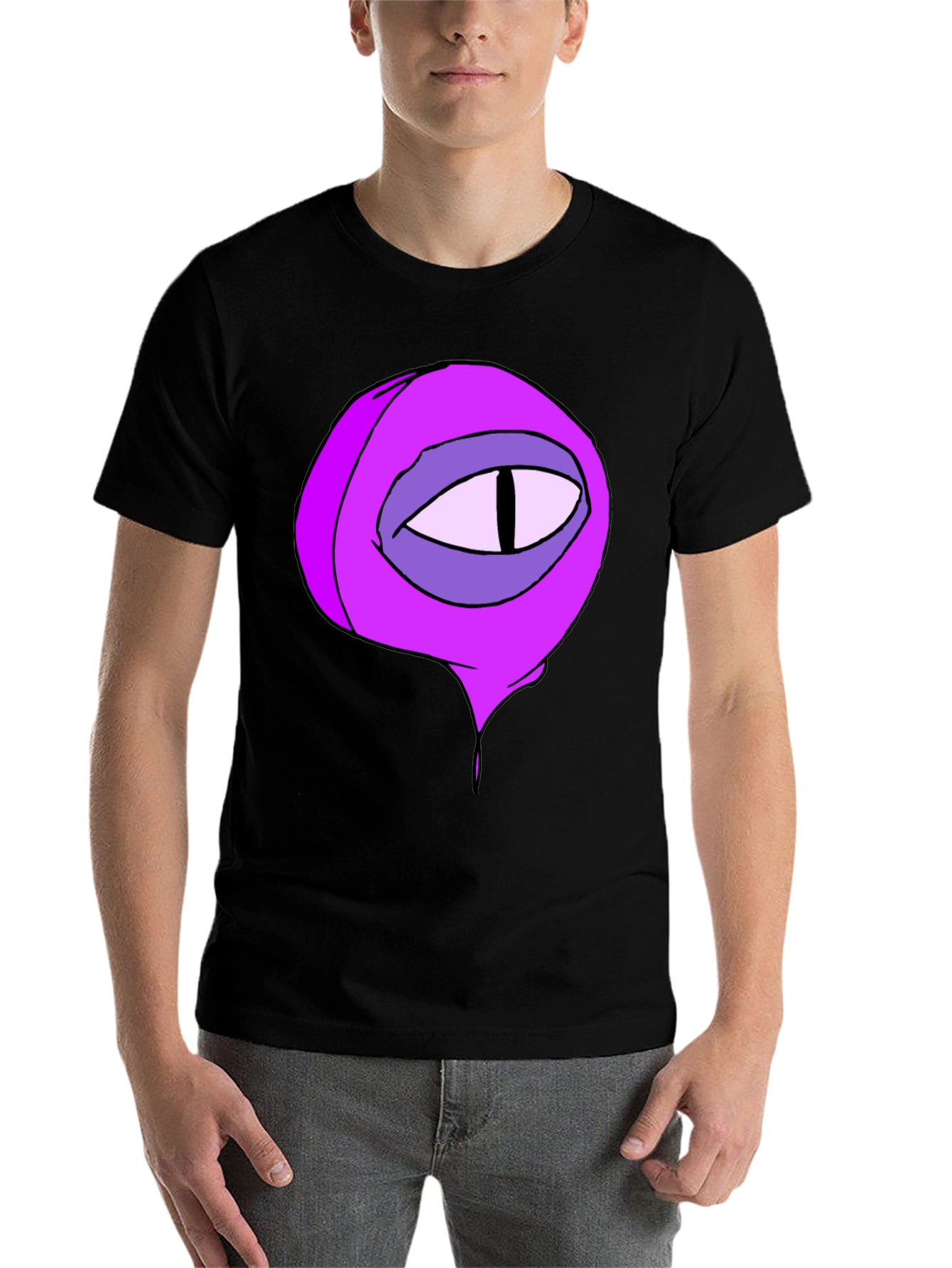 Black Black Tee with Cartoon Eye Graphic view 7