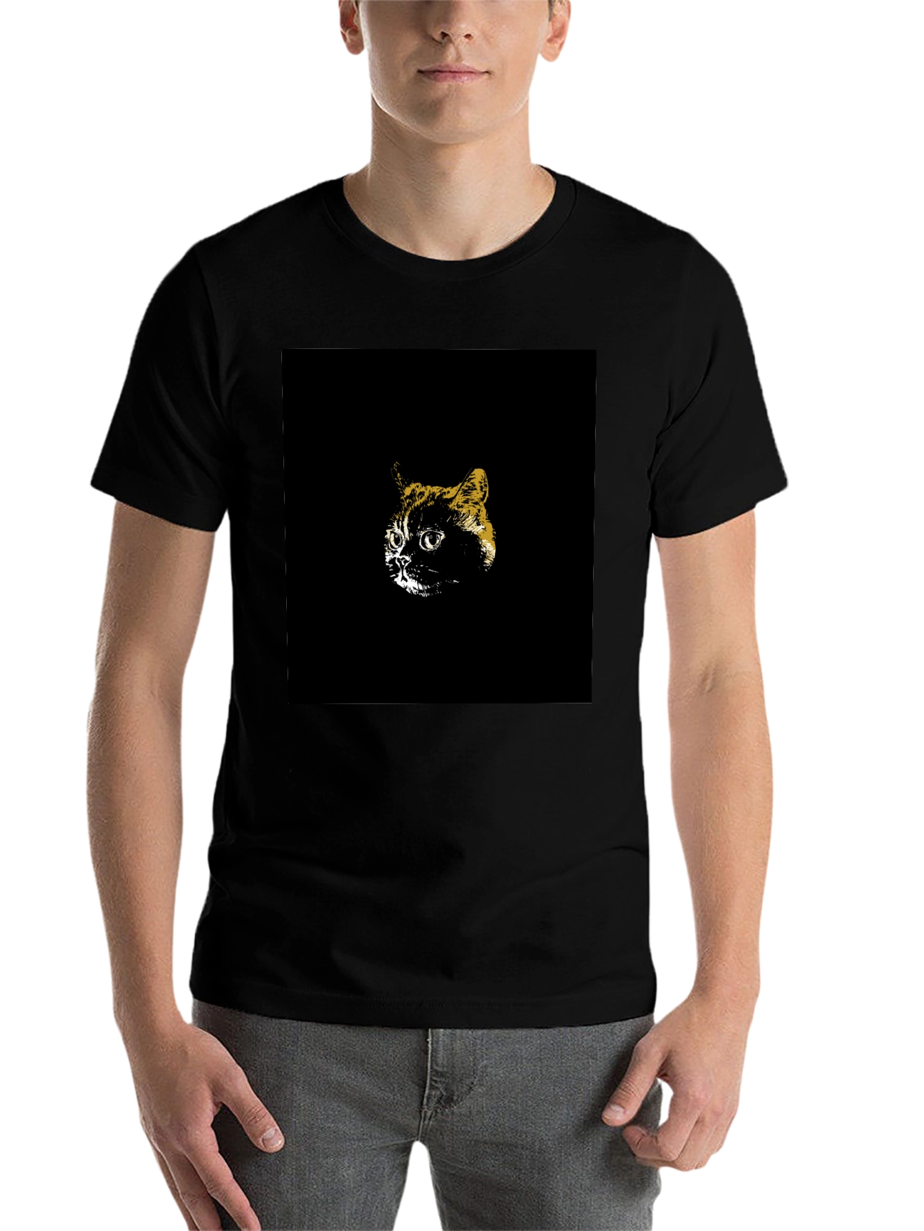 Black Cool Cat Graphic Tee - Black Cotton T-Shirt view 7