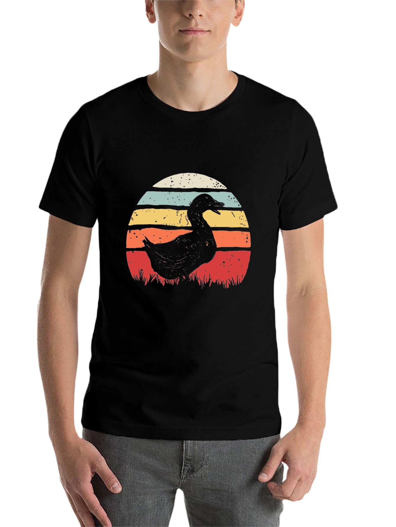 Black Retro Duck Sunset T-Shirt - Black view 7