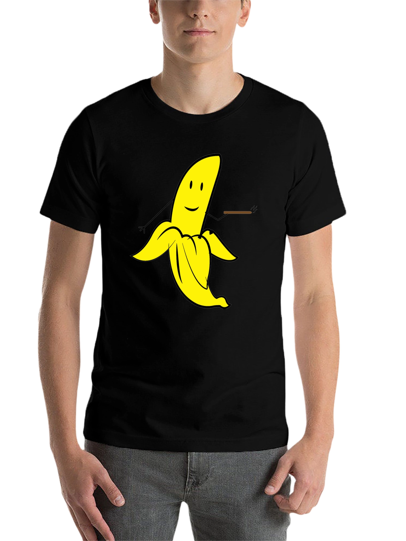 Black Funny Banana Graphic Tee - Black Cotton T-Shirt view 7