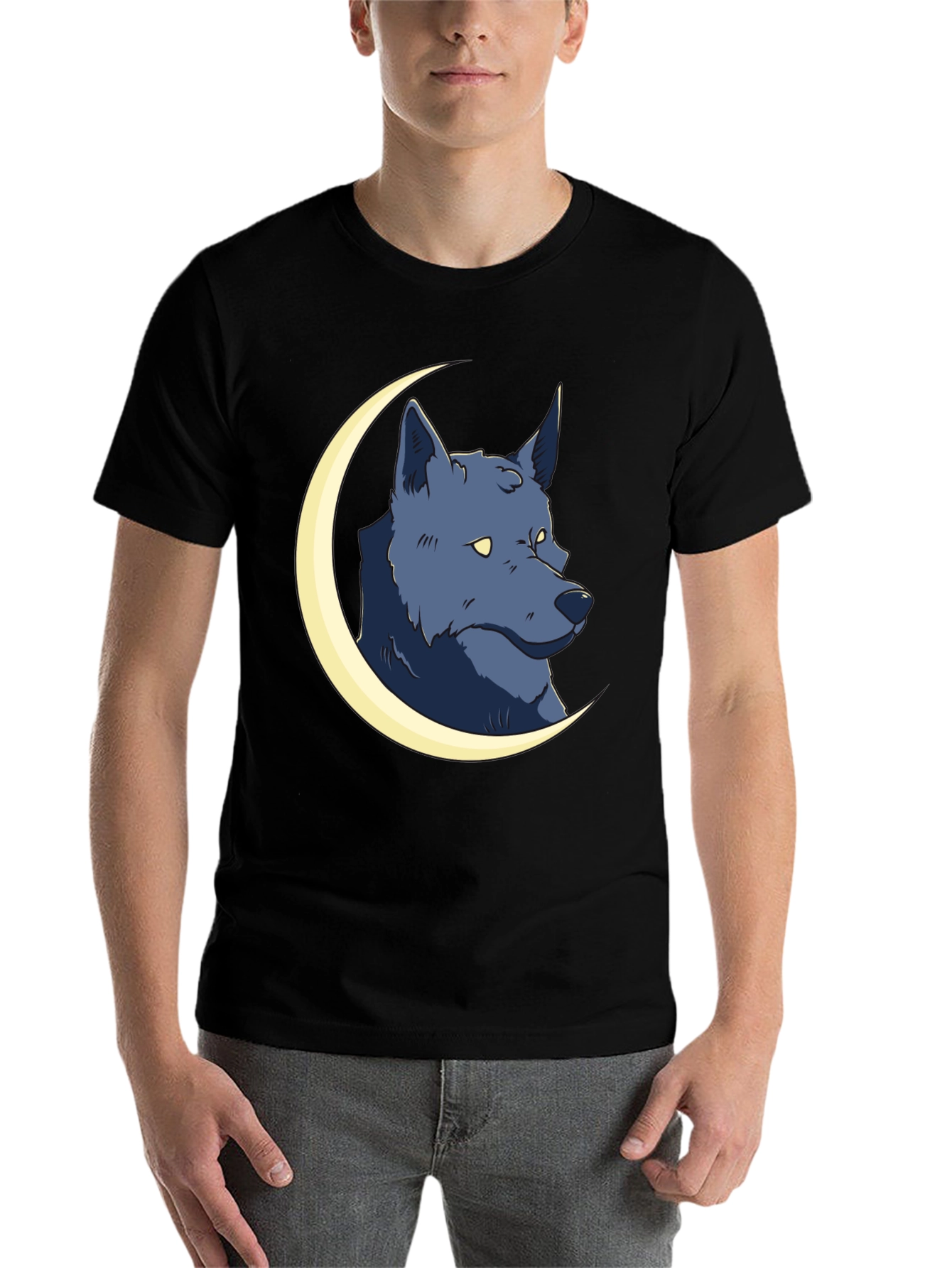 Black Wolf Moon Graphic Tee - Black Cotton T-Shirt view 7