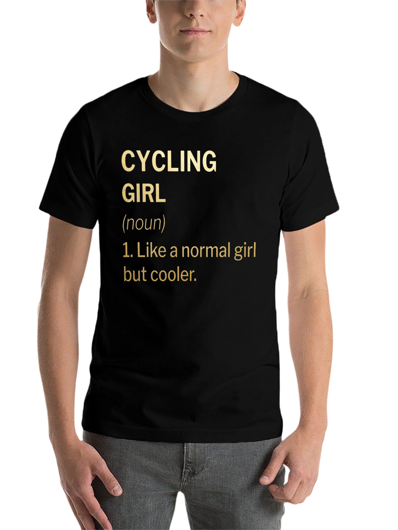 Black Cycling Girl Definition T-Shirt - Cool Biker Tee view 7