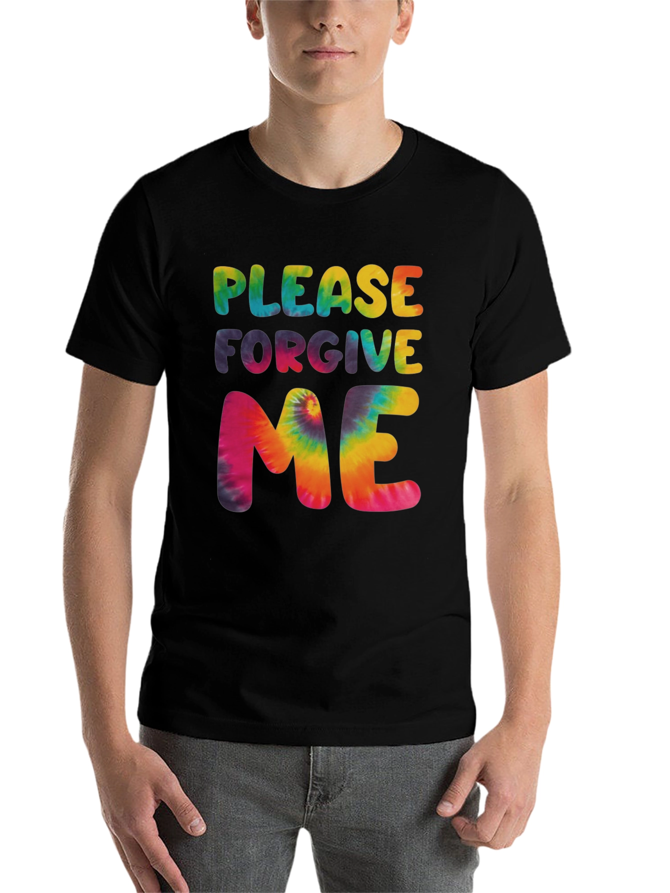 Black Please Forgive Me Tie Dye Graphic T-Shirt view 7