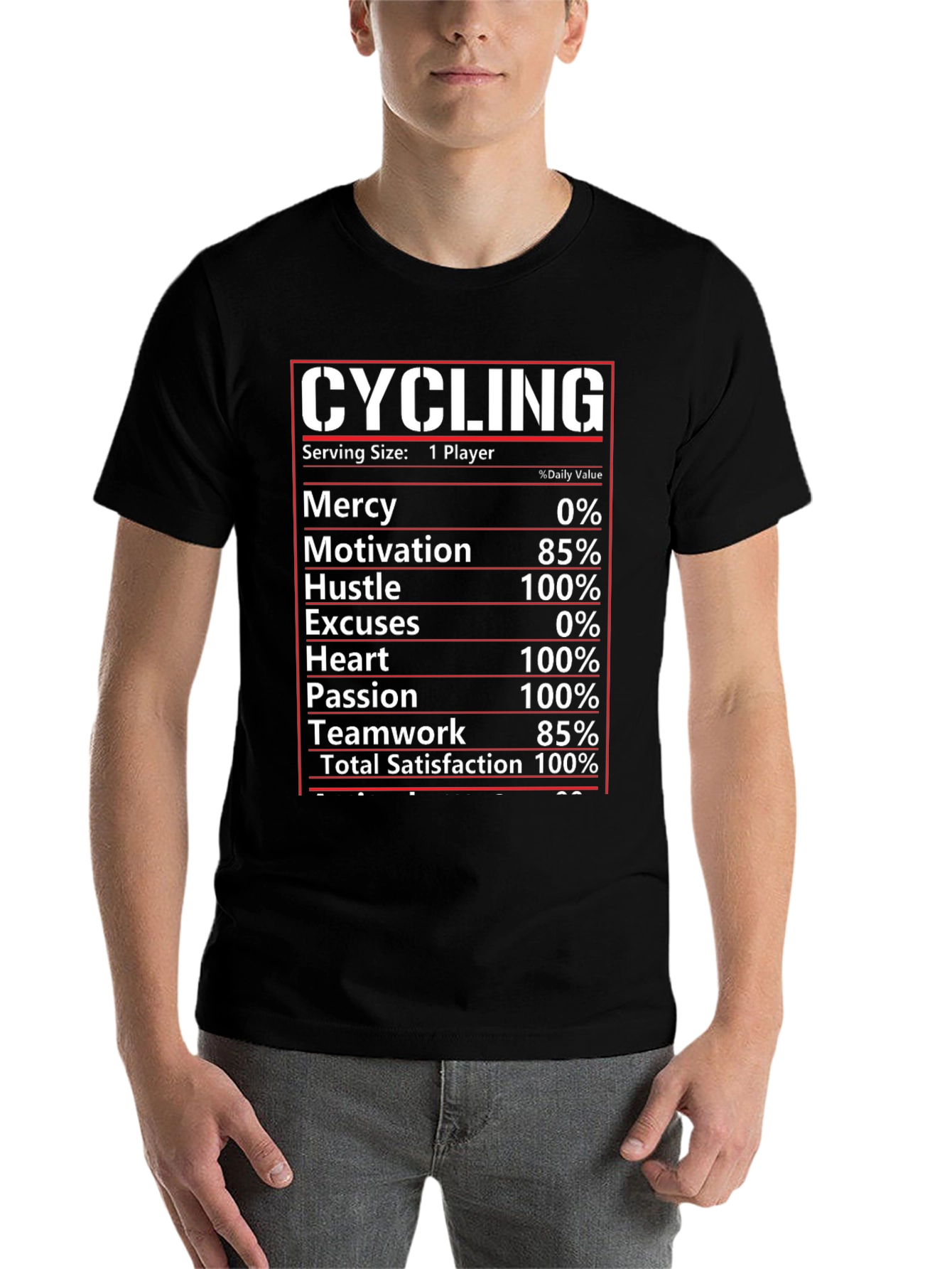 Black Cycling Nutrition Facts T-Shirt view 7