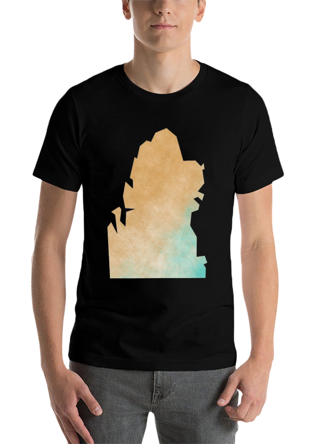 Black Abstract Graphic Print Black Crew Neck T-Shirt view 7