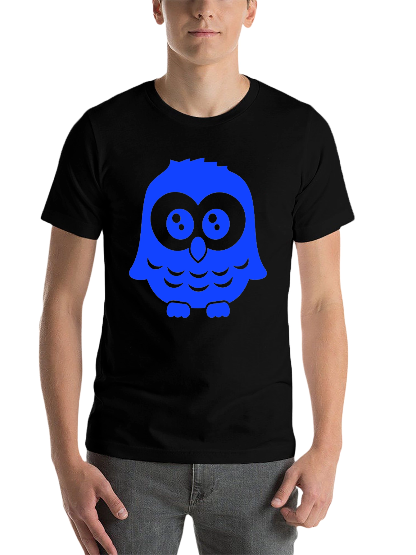 Black Owl Graphic Print T-Shirt - Black Casual Tee view 7