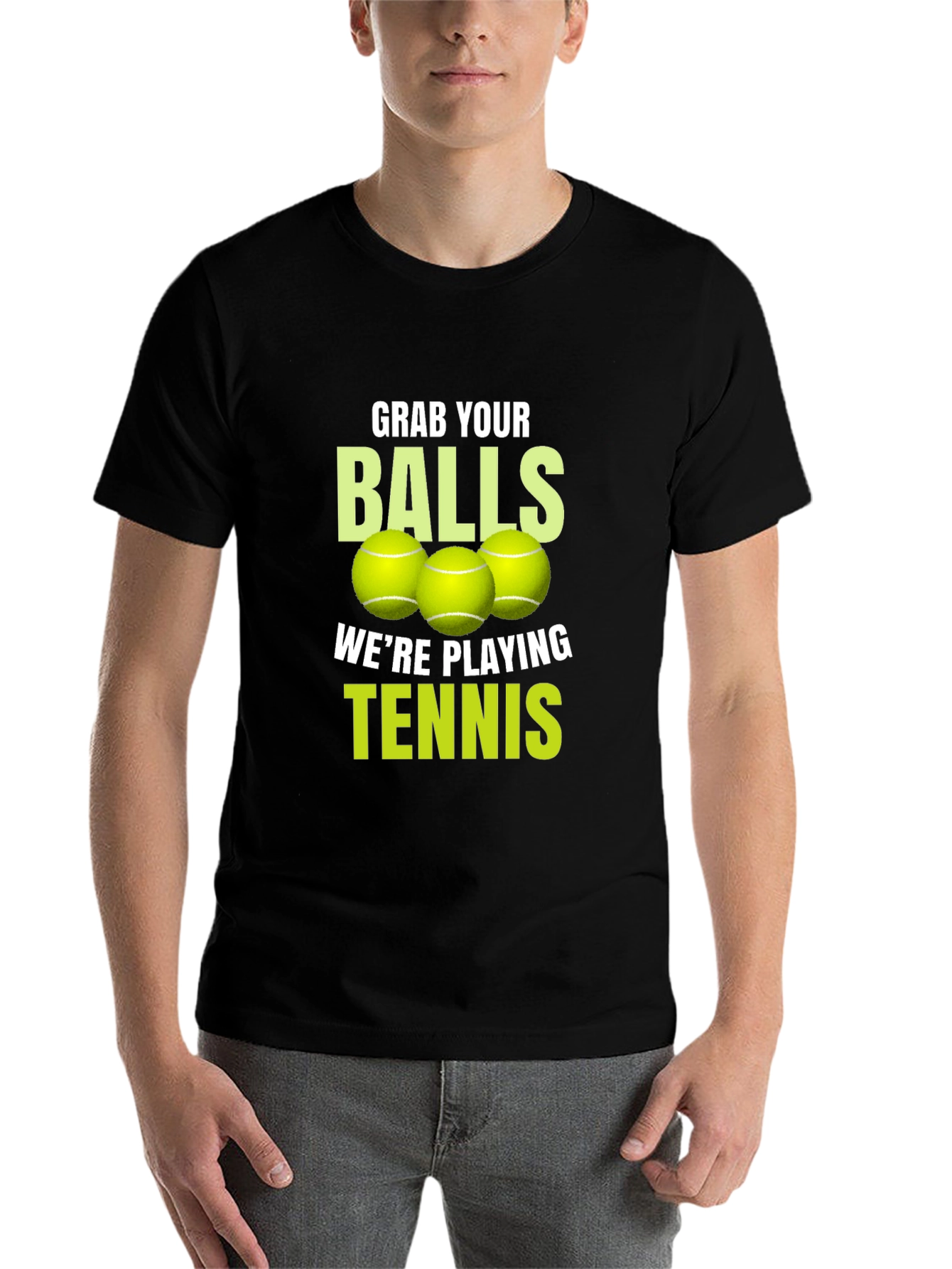 Black Grab Your Balls Tennis T-Shirt view 7
