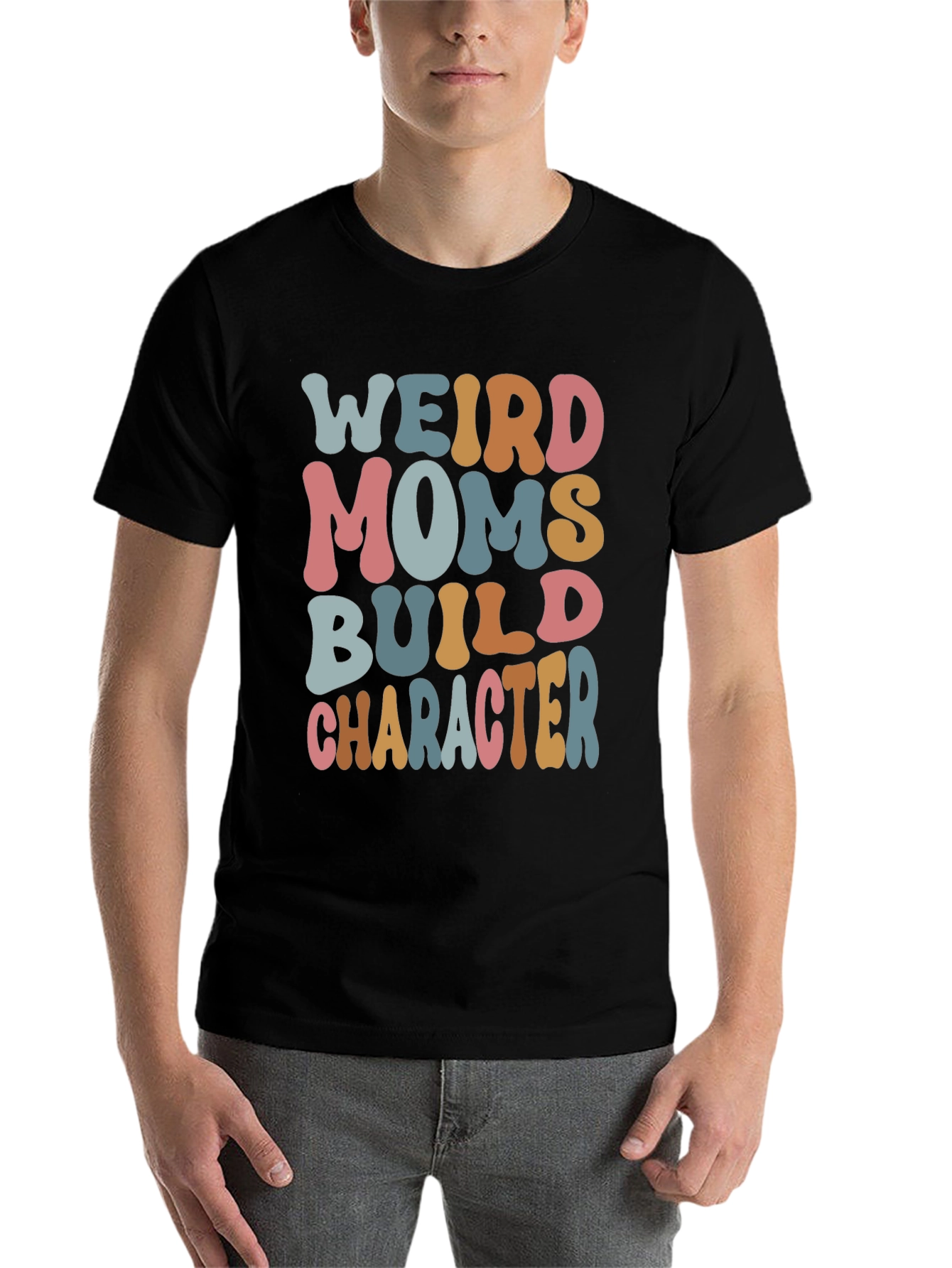 Black Weird Moms Build Character T-Shirt view 7