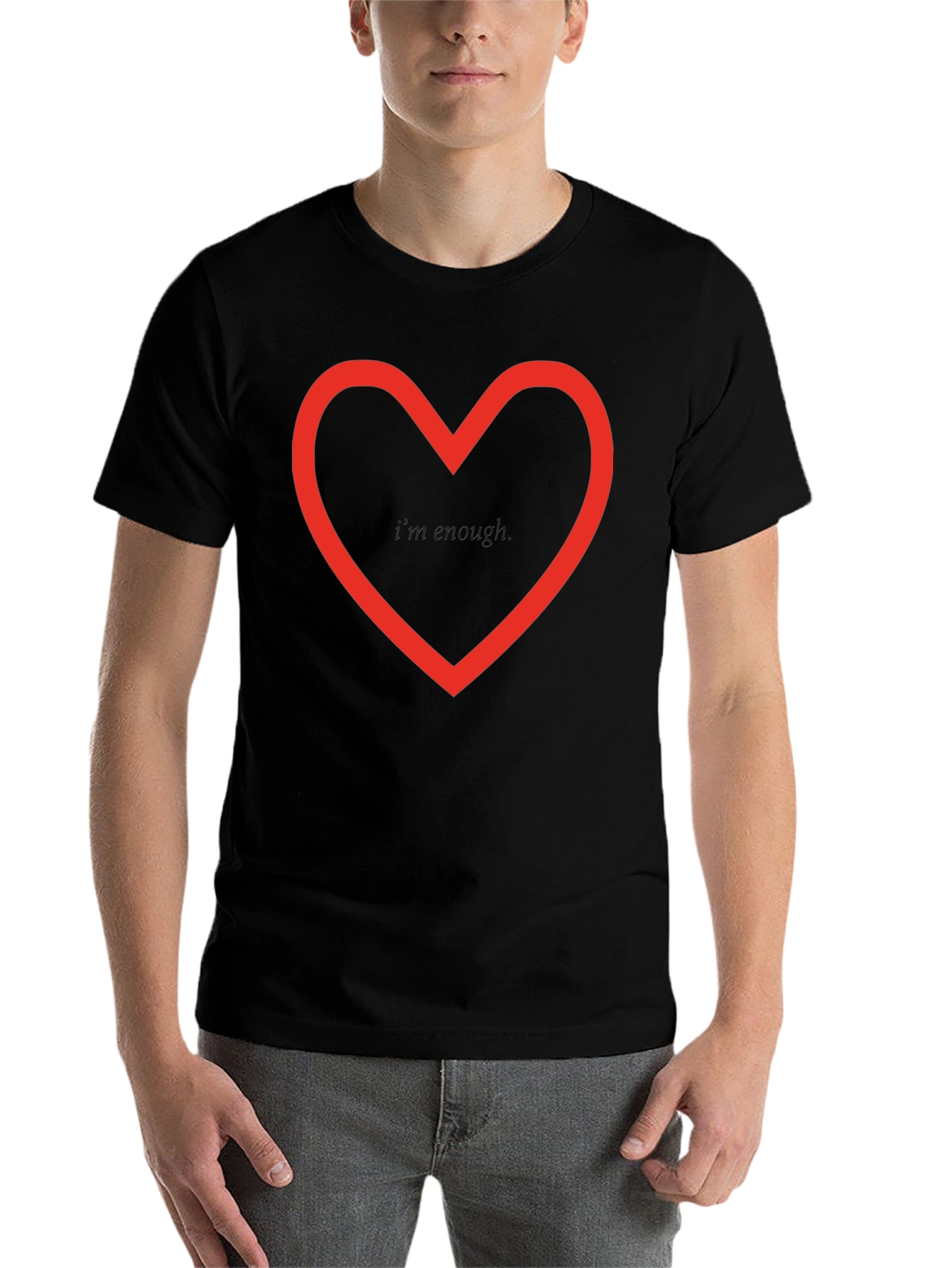 Black I Am Enough Graphic Tee - Red Heart Design view 7