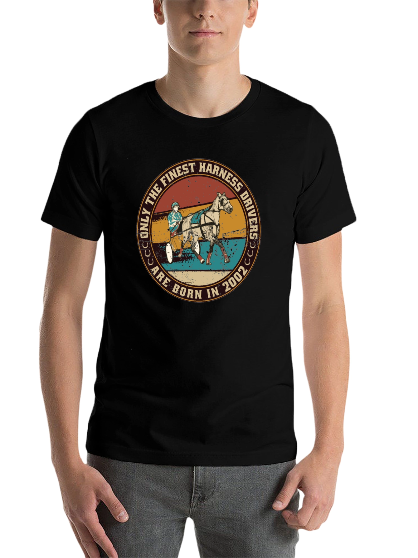 Black Finest Harness Drivers T-Shirt: Born in 2002 view 7
