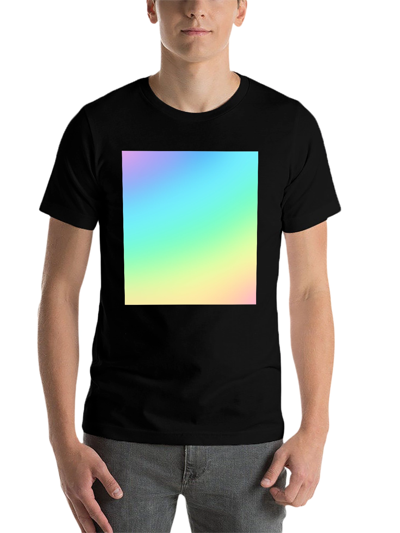 Black Vibrant Gradient Tee - Modern Men's Black T-Shirt view 7