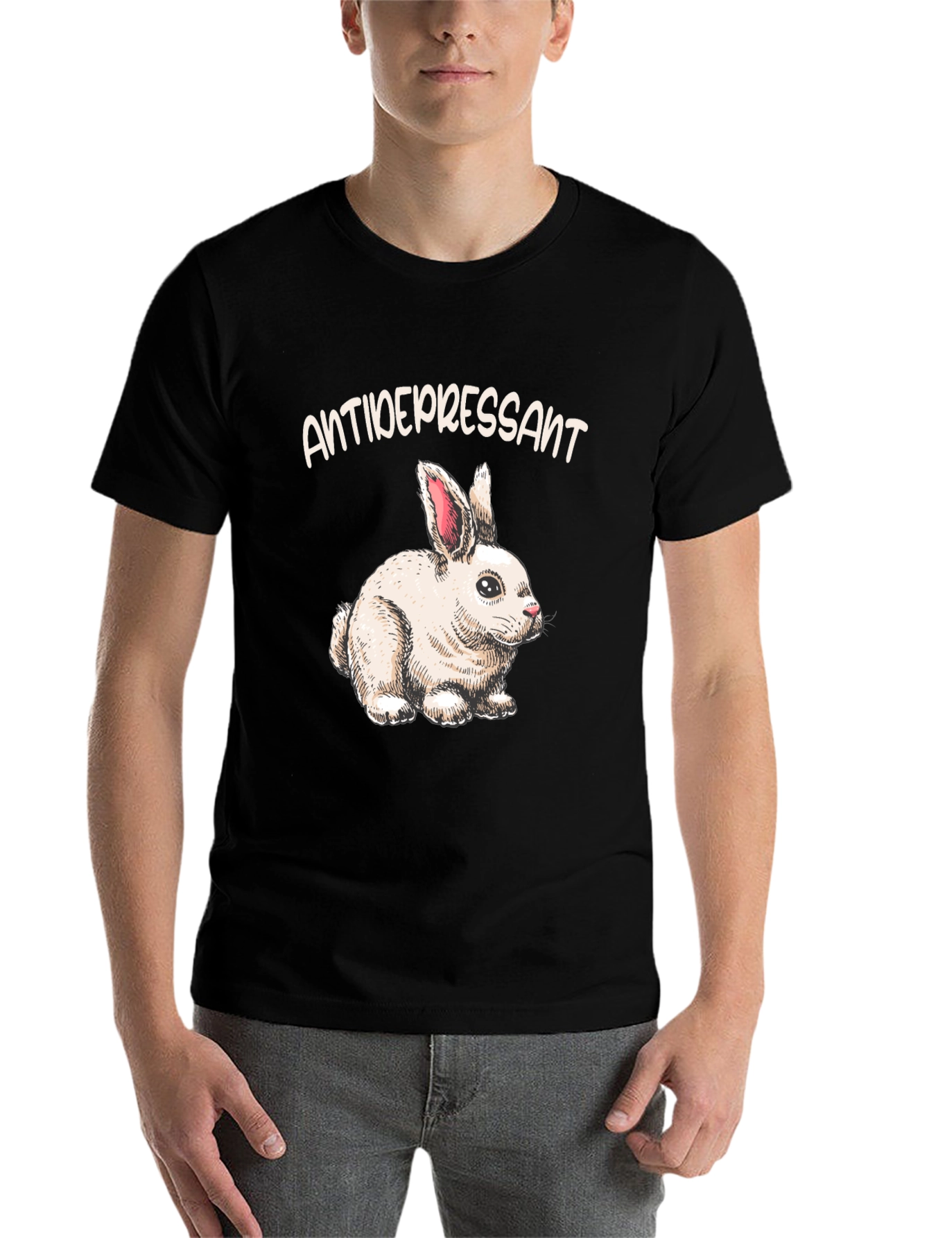 Black Antidepressant Bunny T-Shirt view 7