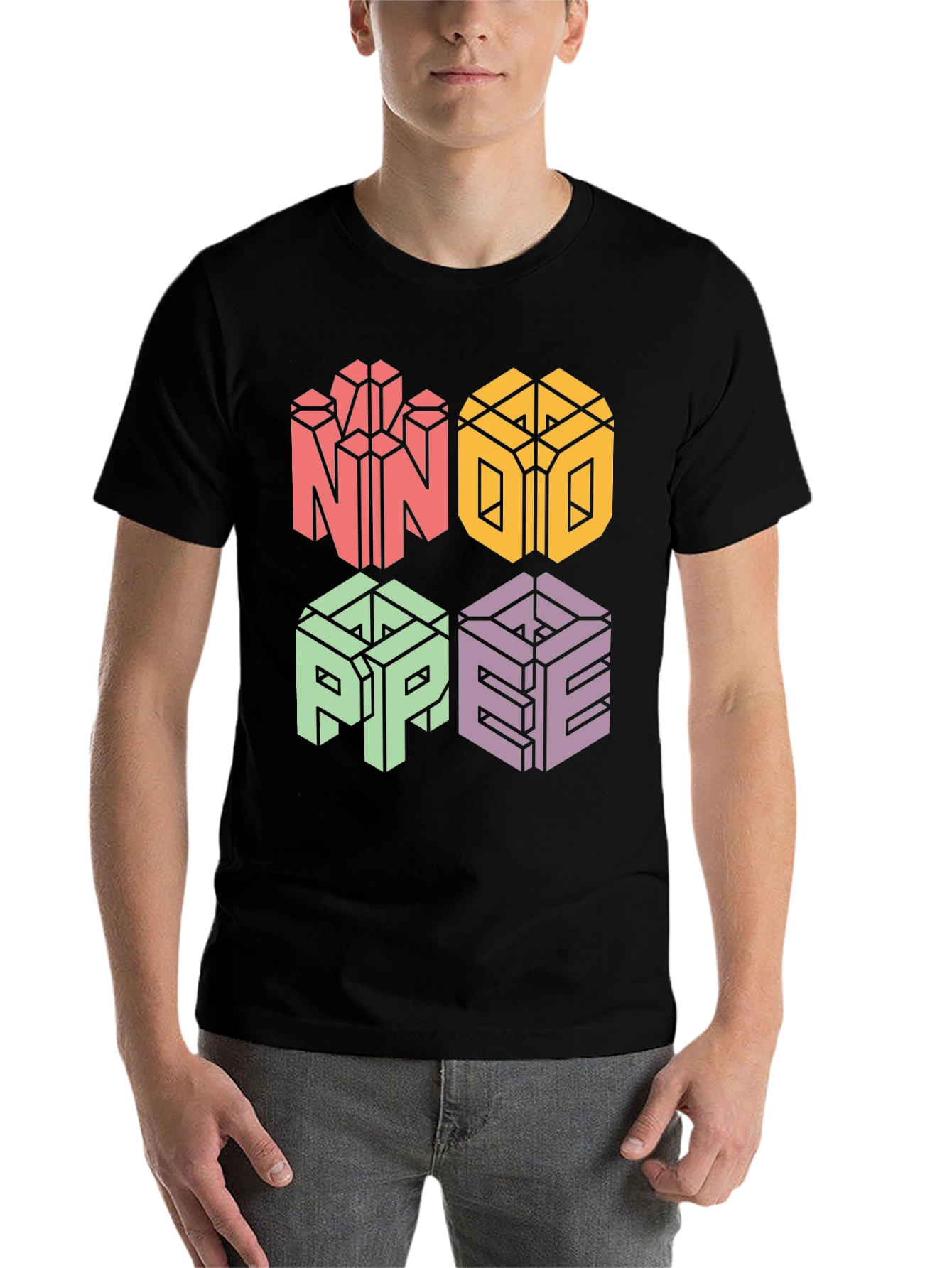 Black Novelty NOPE 3D Graphic Print T-Shirt view 7