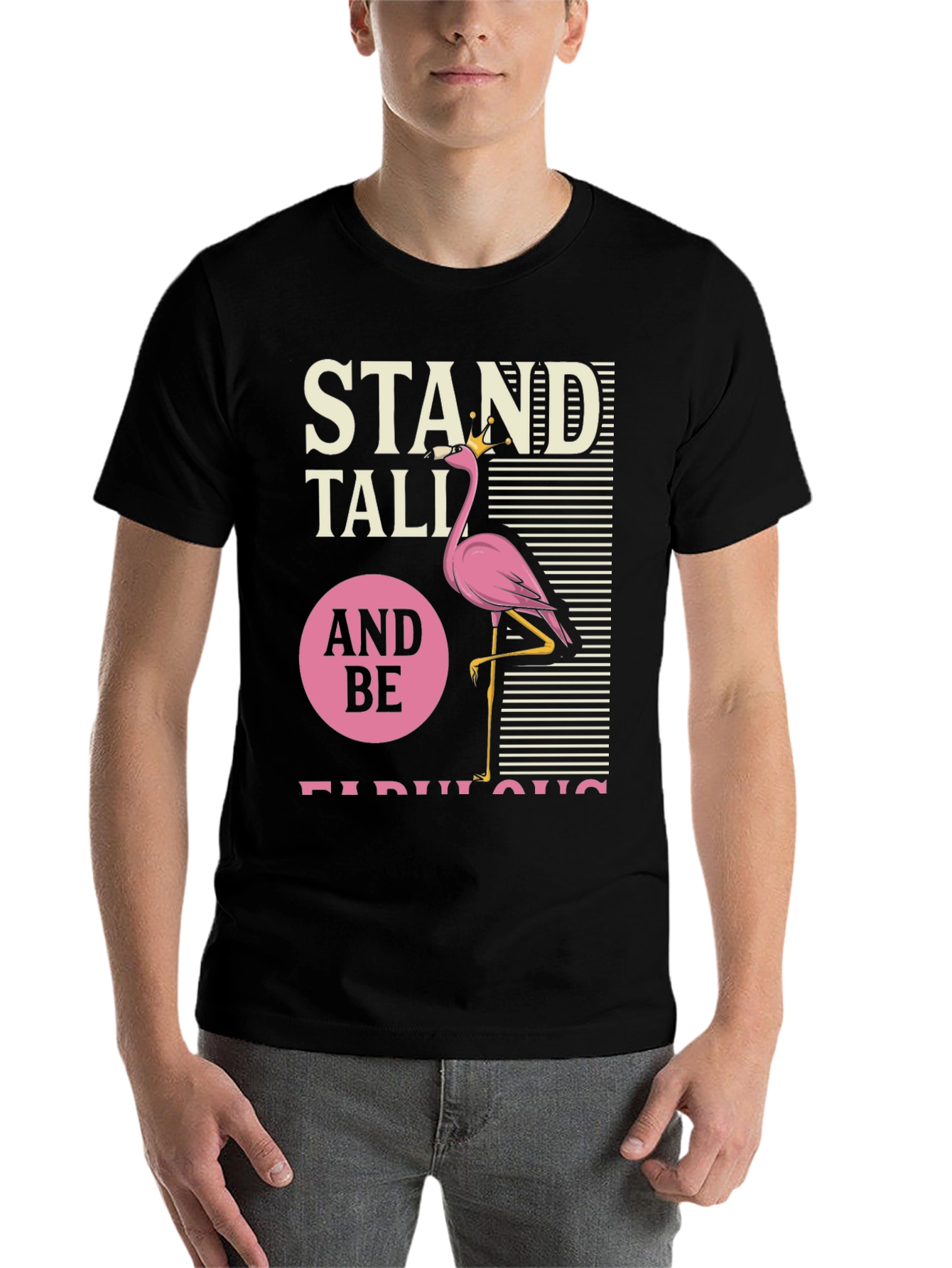 Black Stand Tall Flamingo T-Shirt view 7