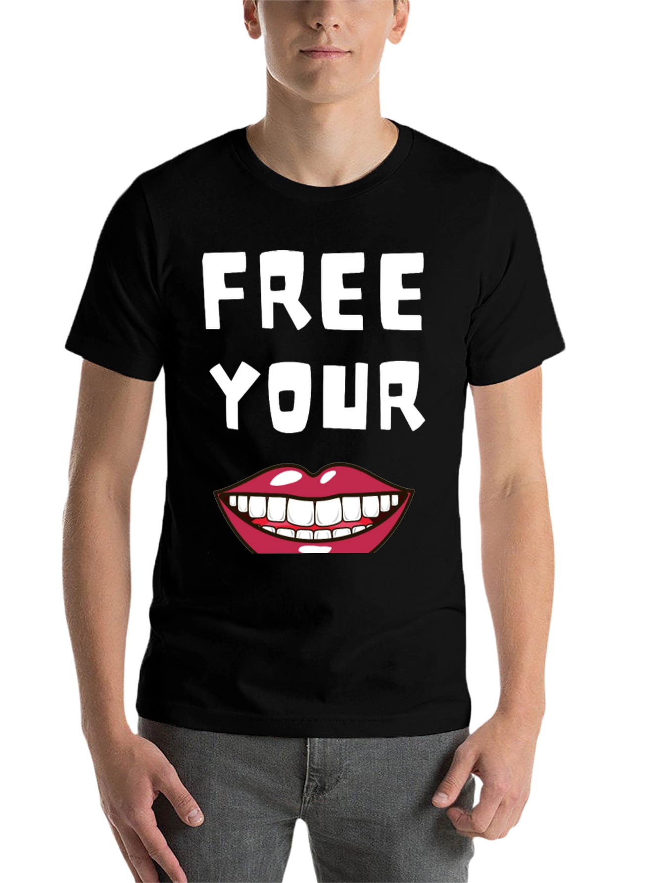Black Free Your Smile Graphic Tee view 7