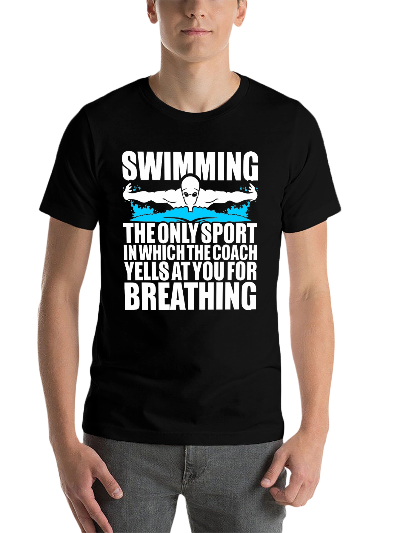 Black Swimming Coach Yells T-Shirt view 7