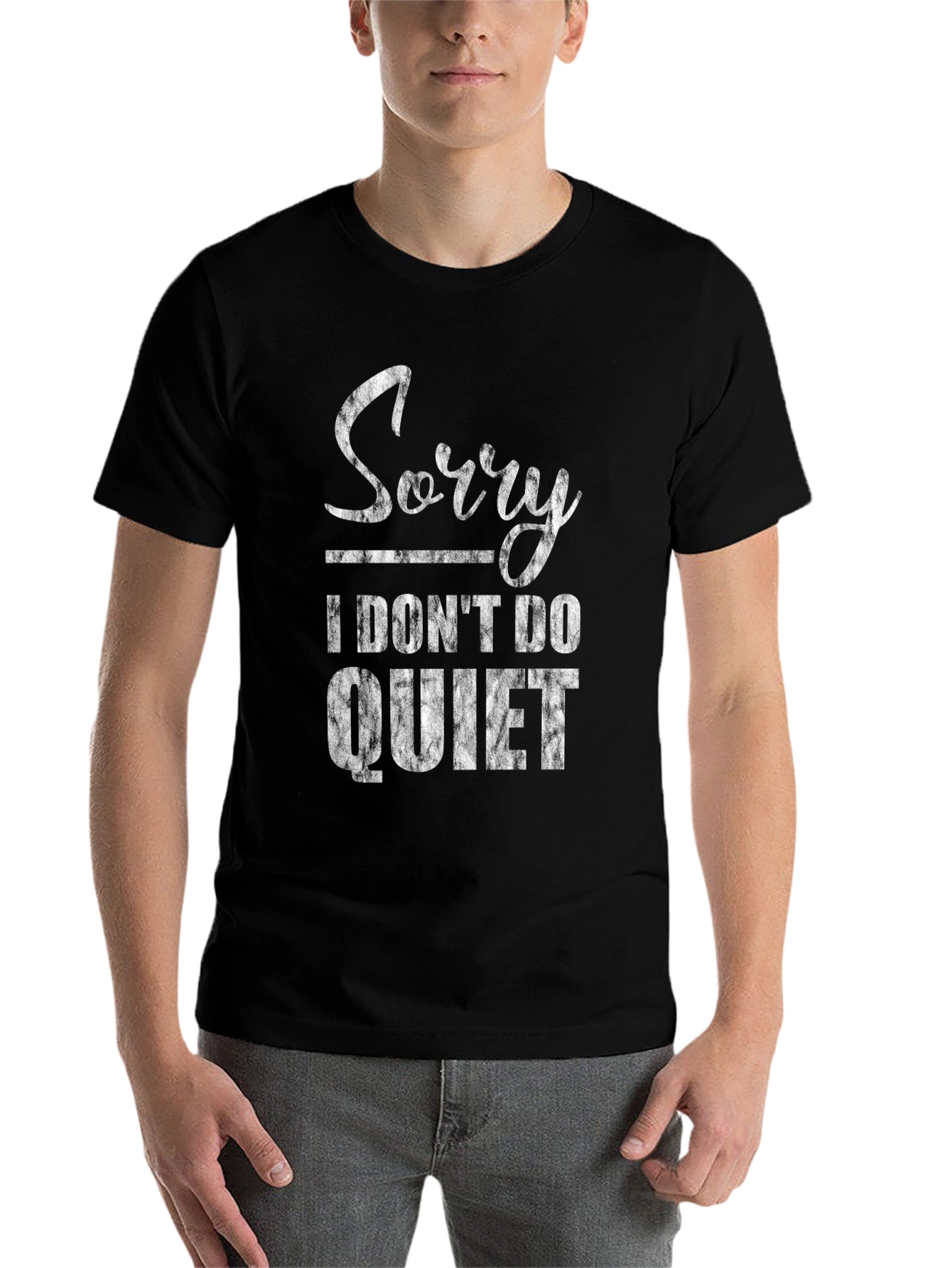 Black Funny "Sorry I Don't Do Quiet" Graphic Tee - Black view 7