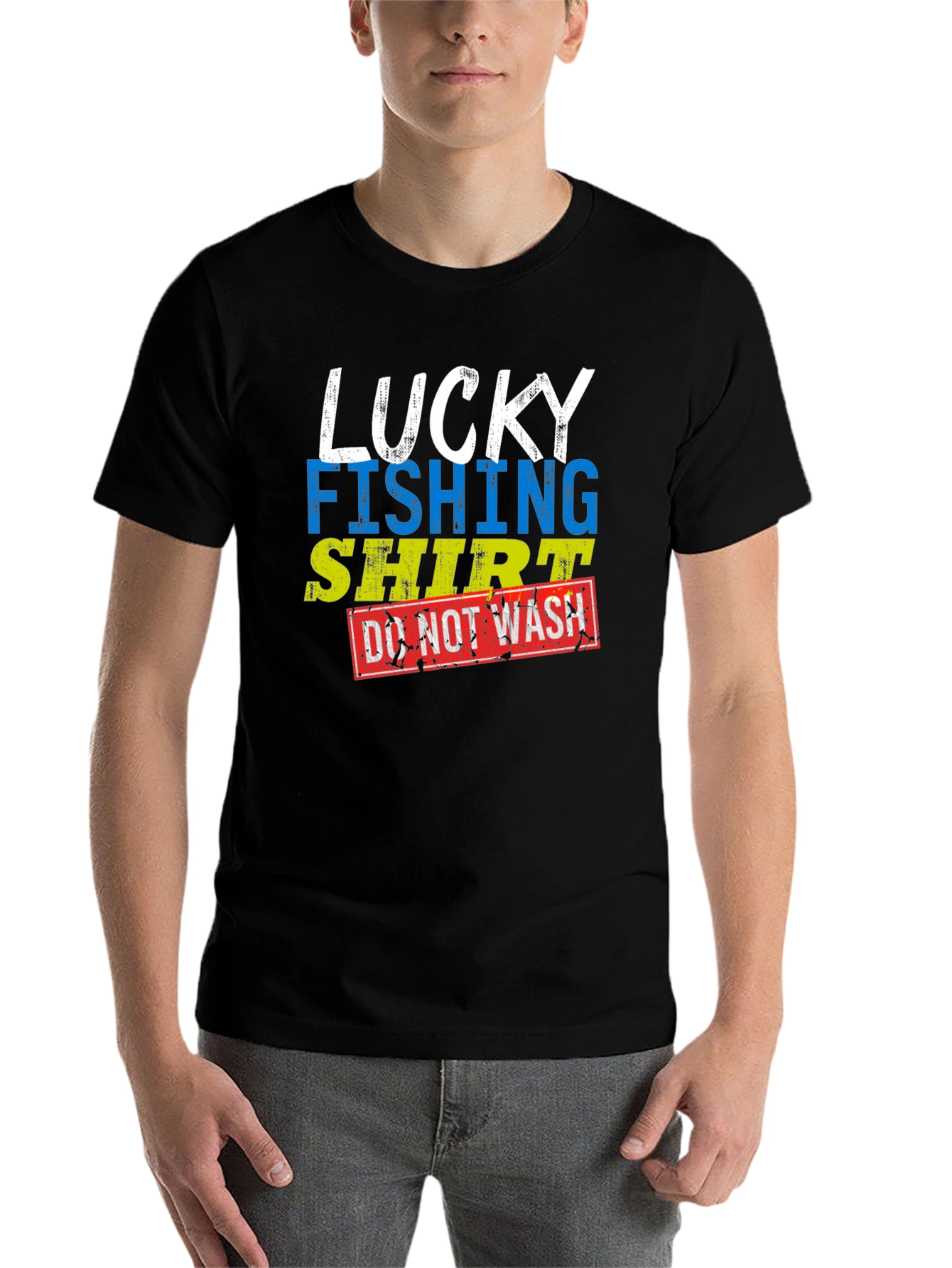 Black Lucky Fishing Shirt - Novelty Graphic Tee view 7