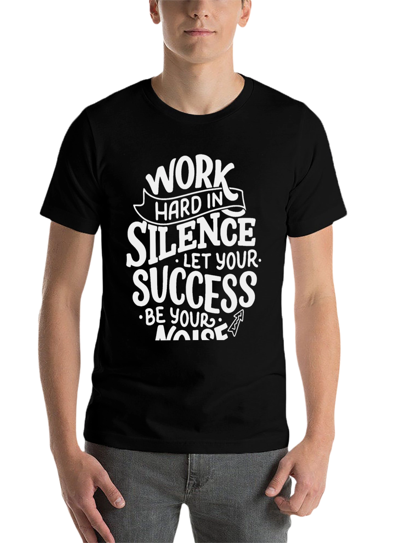 Black Work Hard in Silence Graphic T-Shirt view 7