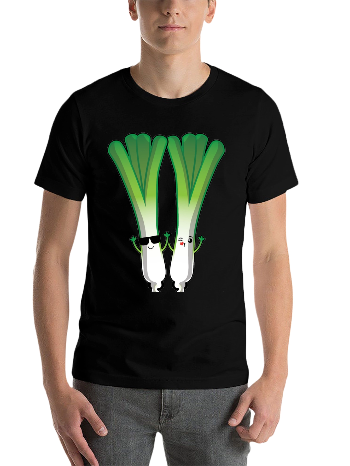 Black Cute Leek Character Graphic Tee view 7