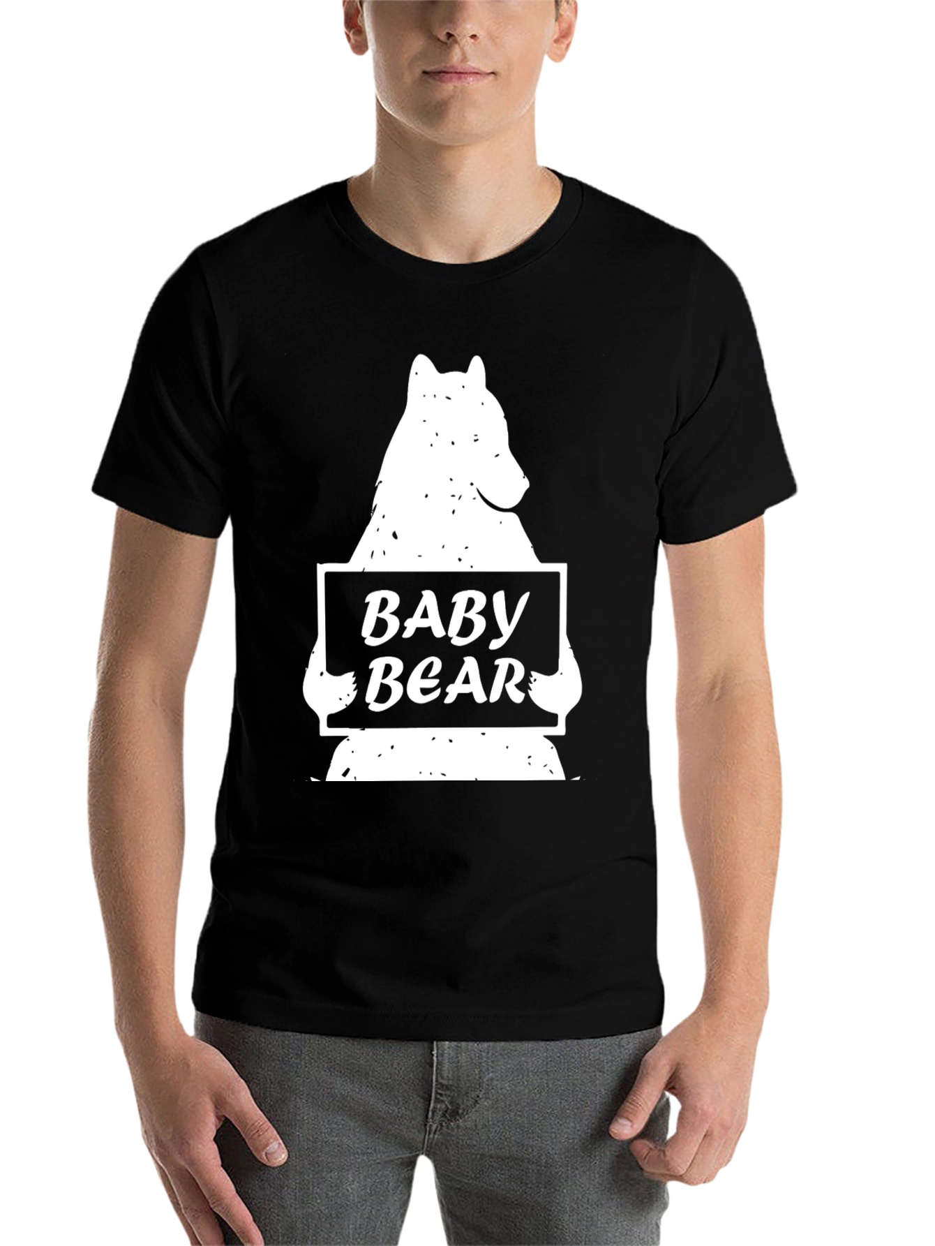 Black Baby Bear Graphic Tee - Black Crew Neck T-Shirt view 7