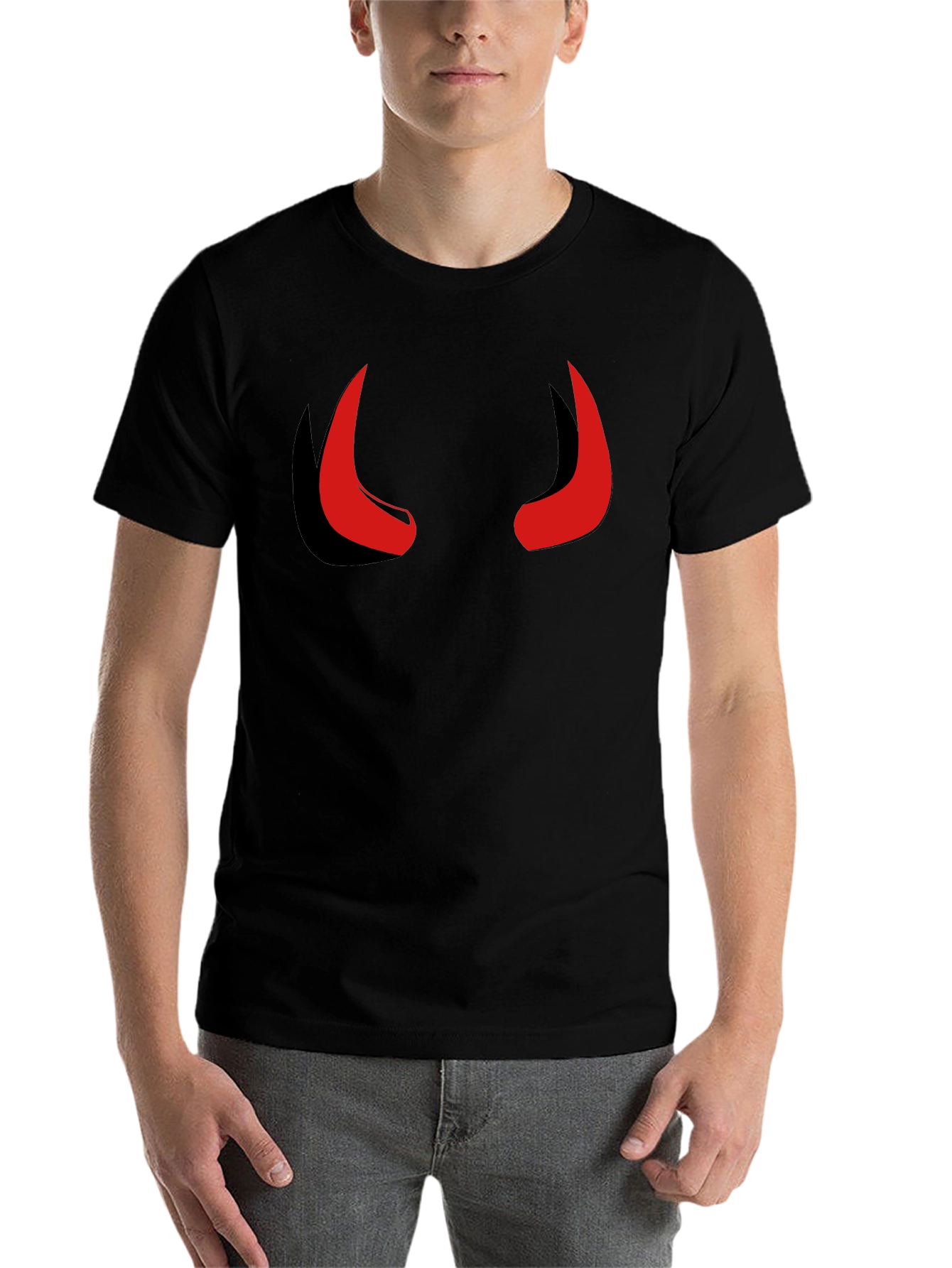 Black Devil Horns Graphic Tee - Mens Black Short Sleeve Shirt view 7