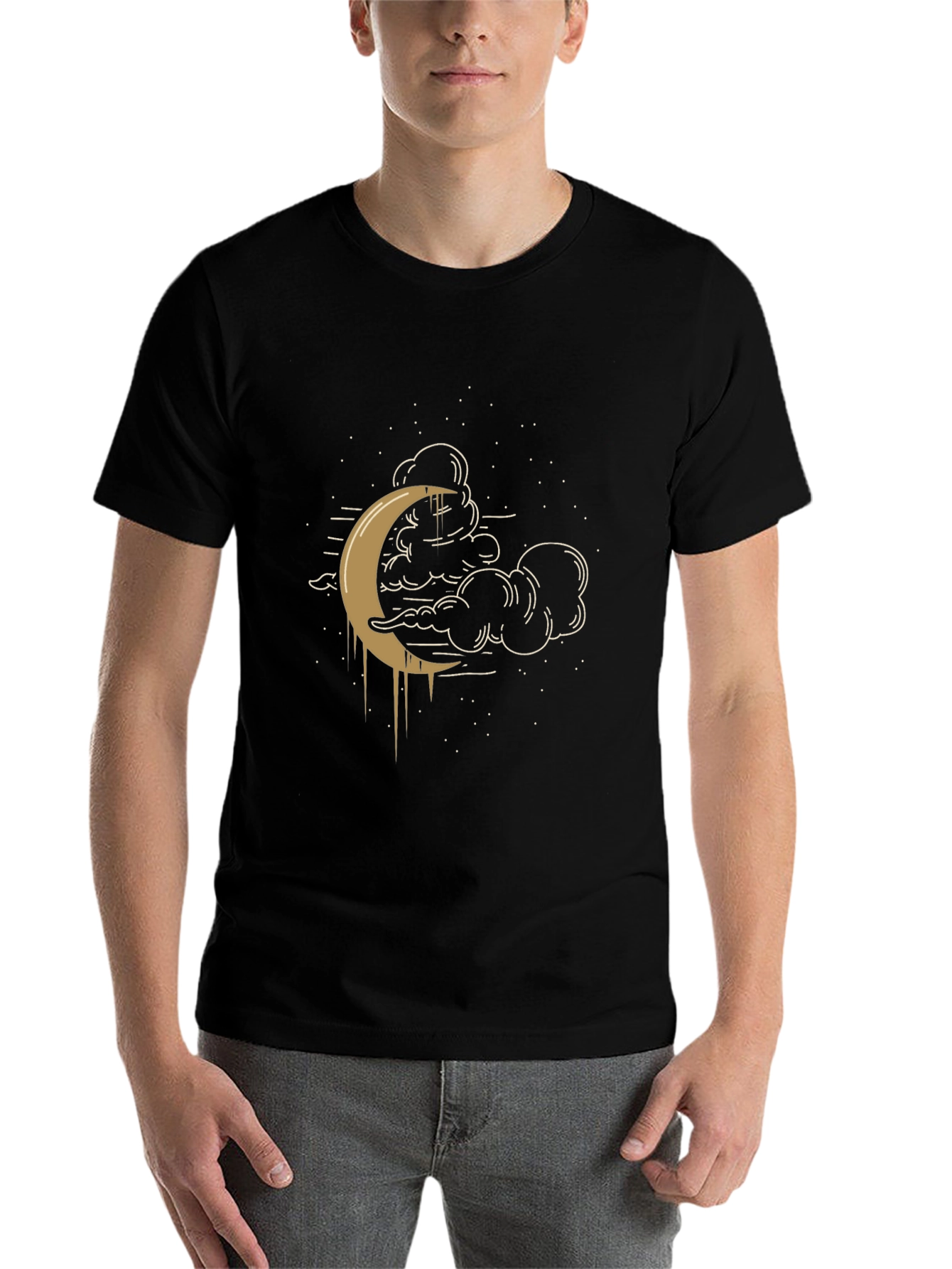 Black Celestial Crescent Moon Graphic Tee - Black view 7