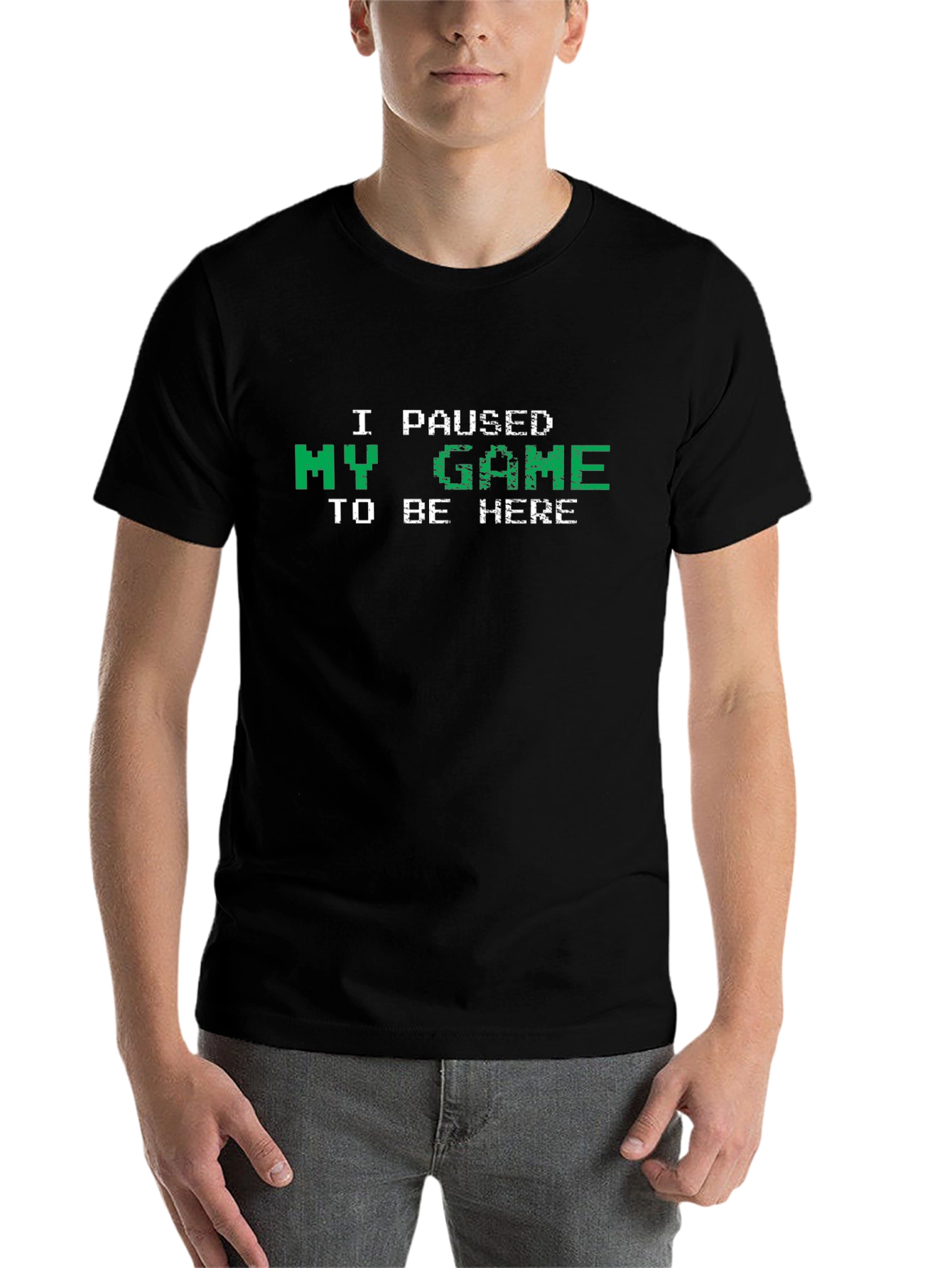Black I Paused My Game to Be Here Funny Gamer T-Shirt view 7
