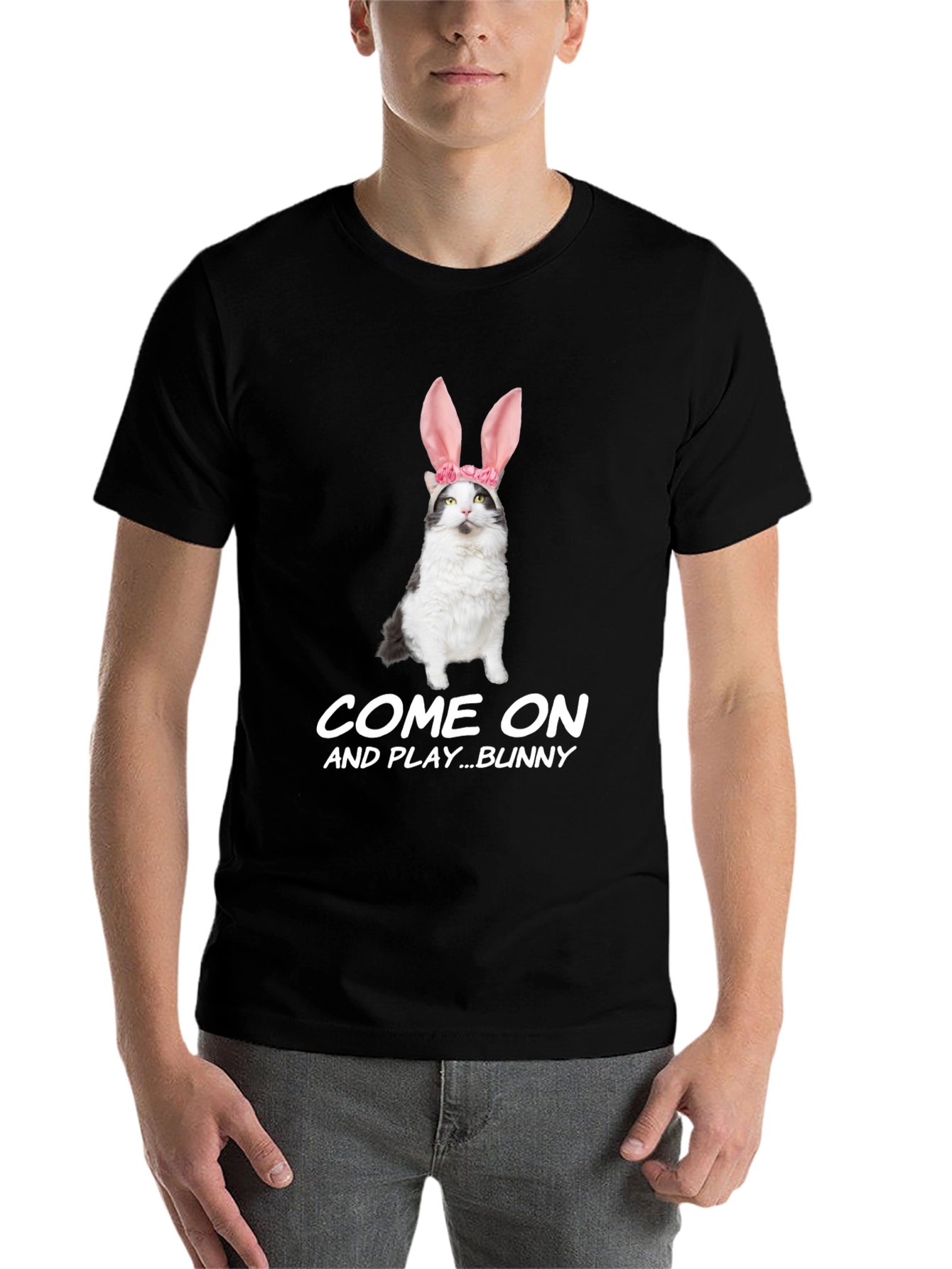 Black Come On Bunny T-Shirt view 7