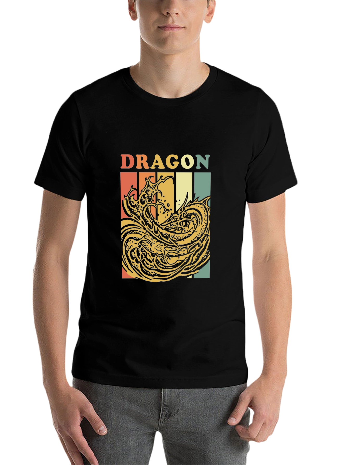 Black Retro Dragon Graphic T-Shirt - Vintage Style Tee view 7