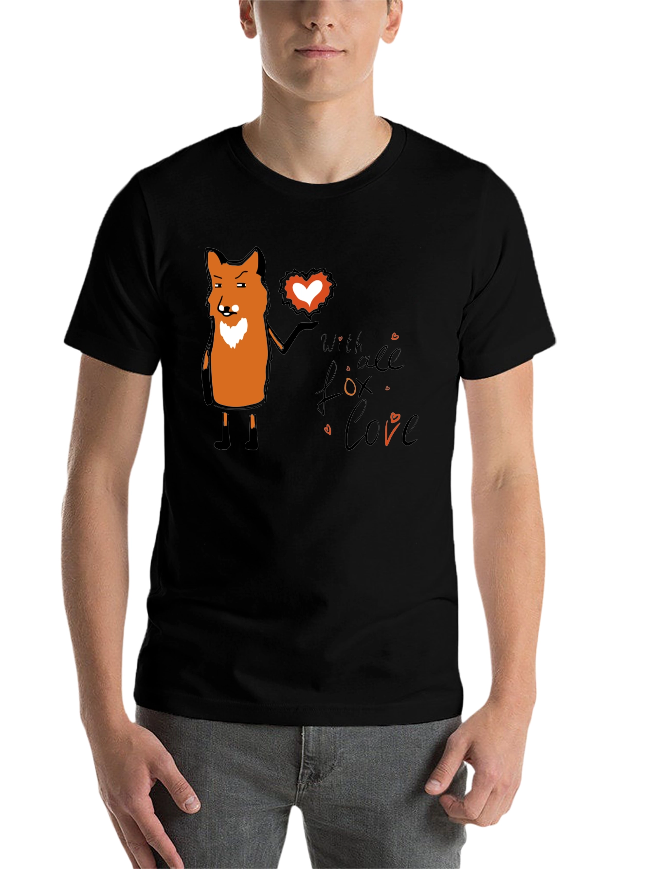 Black Fox With All My Love Black T-Shirt view 7