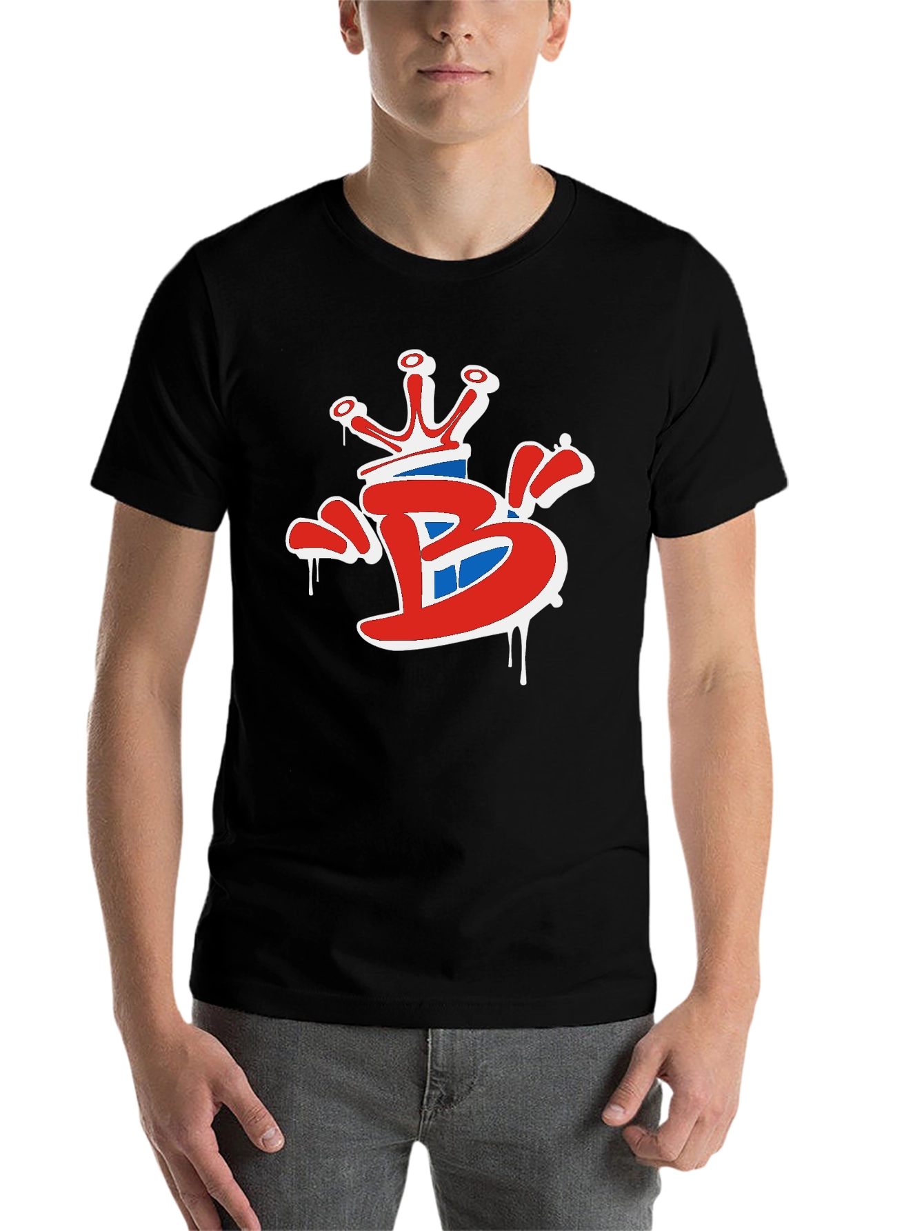 Black Crown 'B' Graphic Tee - Stylish Black Cotton T-Shirt view 7