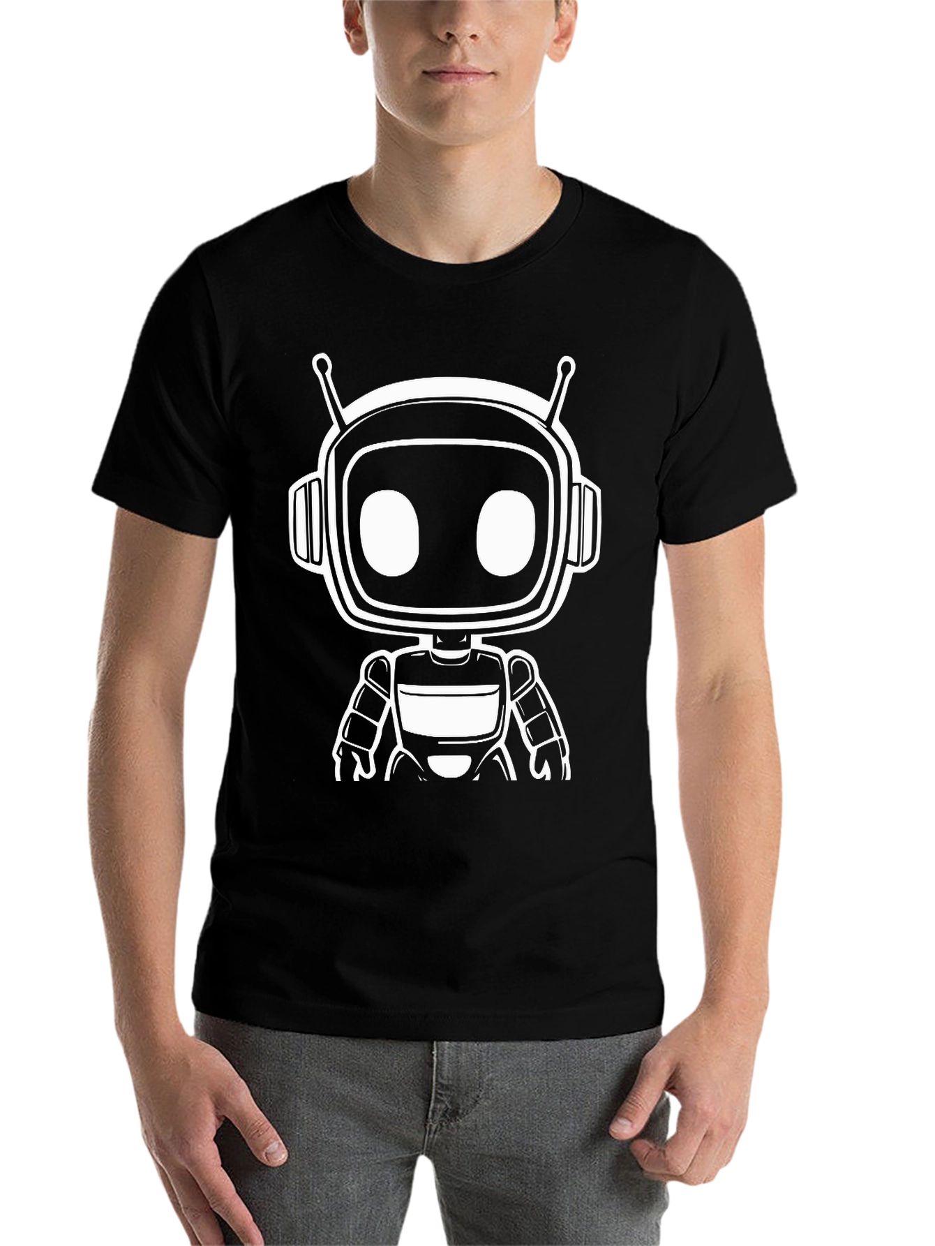 Black Robot Graphic Tee - Cool Sci-Fi Shirt view 7