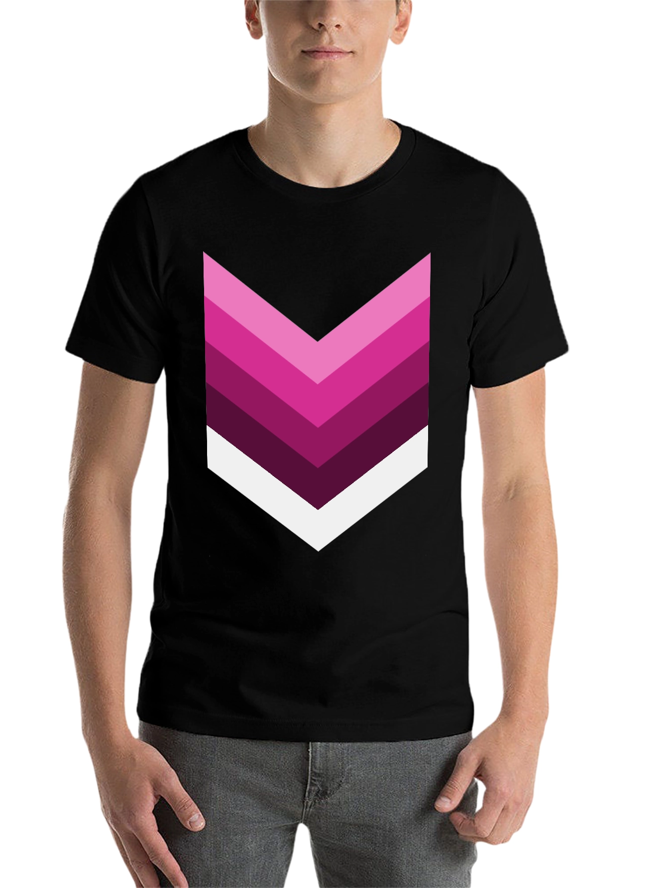 Black Chevron Stripe Graphic Tee - Modern Style view 7