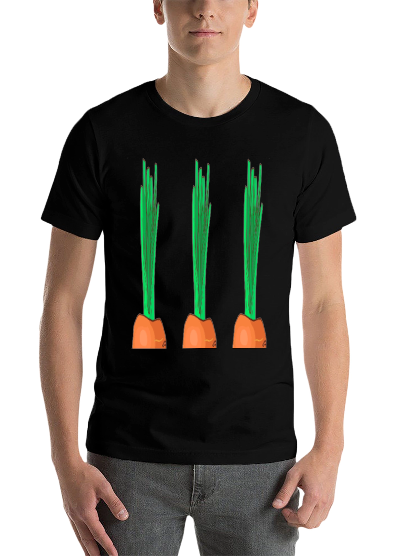 Black Funny Carrot Graphic Tee - Black Cotton Casual Shirt view 7