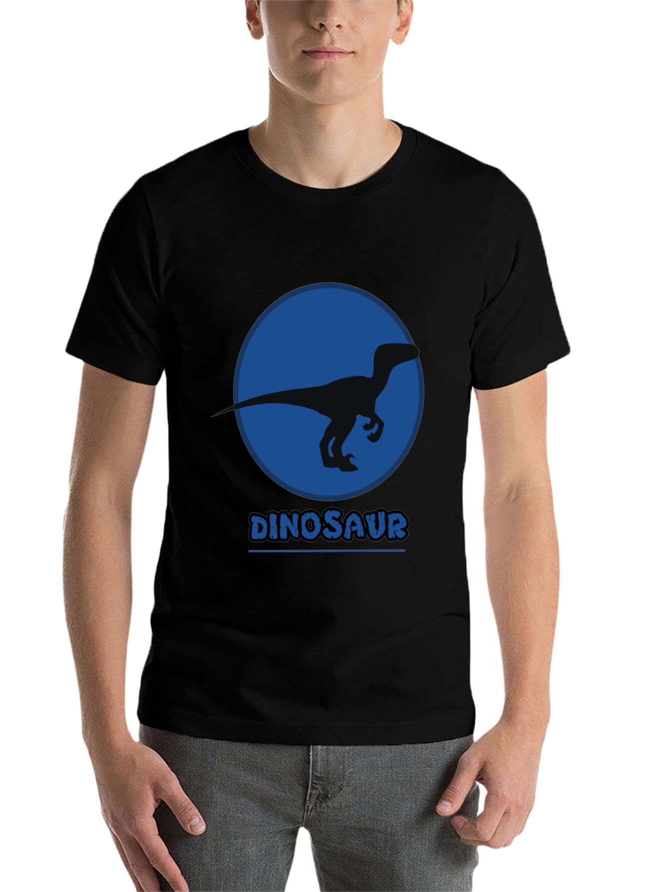 Black Dinosaur Silhouette Graphic Print Black T-Shirt view 7