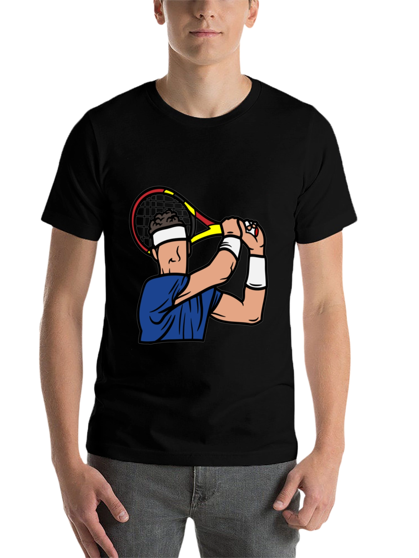 Black Tennis Player Graphic T-Shirt view 7