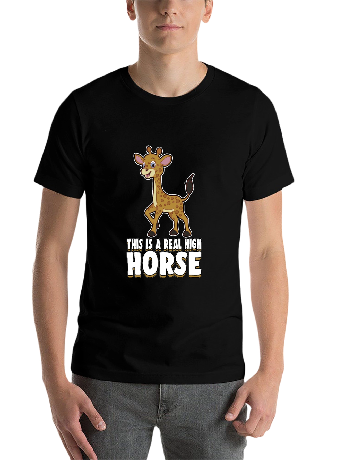Black Real High Horse Giraffe Graphic T-Shirt view 7