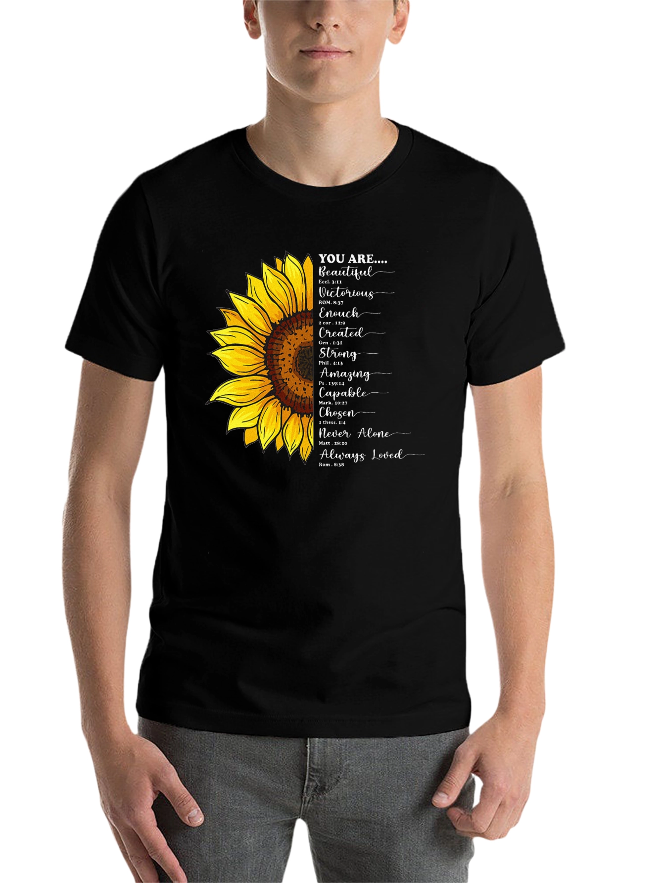 Black Inspirational Sunflower T-Shirt view 7